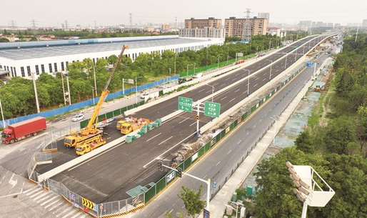 通京大道快速化改造工程高架桥主体完工